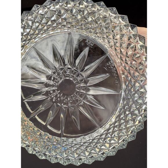 ARCOROC France 9" SALAD Serving Bowl DIAMANT Cut Clear Glass Sunburst -S1 - Picture 4 of 10